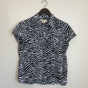 👚Michael Michael Kors SS Button Up 🦓 Print Top